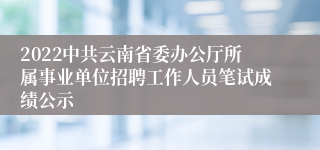 2022中共云南省委办公厅所属事业单位招聘工作人员笔试成绩公示