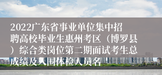 2022广东省事业单位集中招聘高校毕业生惠州考区（博罗县）综合类岗位第二期面试考生总成绩及入围体检人员名