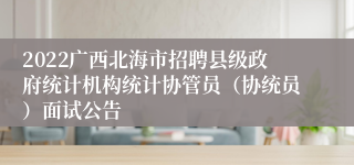 2022广西北海市招聘县级政府统计机构统计协管员（协统员）面试公告