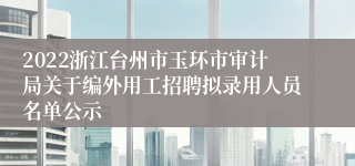 2022浙江台州市玉环市审计局关于编外用工招聘拟录用人员名单公示