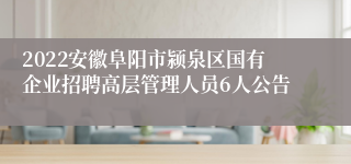 2022安徽阜阳市颍泉区国有企业招聘高层管理人员6人公告