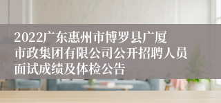 2022广东惠州市博罗县广厦市政集团有限公司公开招聘人员面试成绩及体检公告