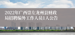 2022年广西崇左龙州县财政局招聘编外工作人员1人公告