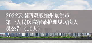 2022云南西双版纳州景洪市第一人民医院招录护理见习岗人员公告（10人）