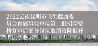 2022云南昆明市卫生健康委员会直属事业单位第二批招聘资格复审后部分岗位取消及降低开考比例公示