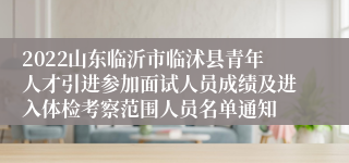 2022山东临沂市临沭县青年人才引进参加面试人员成绩及进入体检考察范围人员名单通知