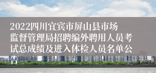 2022四川宜宾市屏山县市场监督管理局招聘编外聘用人员考试总成绩及进入体检人员名单公告