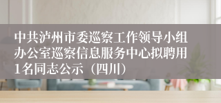 中共泸州市委巡察工作领导小组办公室巡察信息服务中心拟聘用1名同志公示（四川）