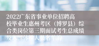 2022广东省事业单位招聘高校毕业生惠州考区（博罗县）综合类岗位第三期面试考生总成绩及入围体检人员名单的