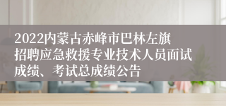 2022内蒙古赤峰市巴林左旗招聘应急救援专业技术人员面试成绩、考试总成绩公告