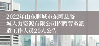 2022年山东聊城市东阿县胶城人力资源有限公司招聘劳务派遣工作人员20人公告