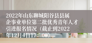 2022年山东聊城阳谷县县属企事业单位第二批优秀青年人才引进报名情况（截止到2022年12月4日17：00）