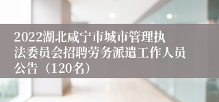 2022湖北咸宁市城市管理执法委员会招聘劳务派遣工作人员公告（120名）