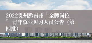 2022贵州黔南州“金牌岗位” 青年就业见习人员公告（第四批）