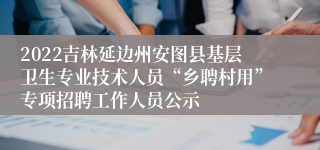 2022吉林延边州安图县基层卫生专业技术人员“乡聘村用”专项招聘工作人员公示