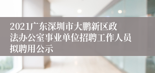 2021广东深圳市大鹏新区政法办公室事业单位招聘工作人员拟聘用公示