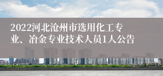 2022河北沧州市选用化工专业、冶金专业技术人员1人公告