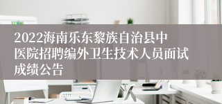 2022海南乐东黎族自治县中医院招聘编外卫生技术人员面试成绩公告