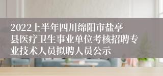 2022上半年四川绵阳市盐亭县医疗卫生事业单位考核招聘专业技术人员拟聘人员公示