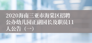 2020海南三亚市海棠区招聘公办幼儿园正副园长及职员11人公告（一）