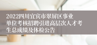 2022四川宜宾市翠屏区事业单位考核招聘引进高层次人才考生总成绩及体检公告