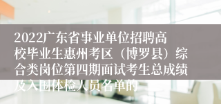 2022广东省事业单位招聘高校毕业生惠州考区（博罗县）综合类岗位第四期面试考生总成绩及入围体检人员名单的