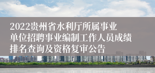 2022贵州省水利厅所属事业单位招聘事业编制工作人员成绩排名查询及资格复审公告