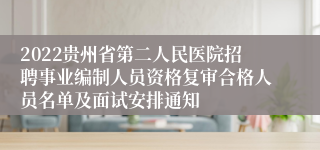 2022贵州省第二人民医院招聘事业编制人员资格复审合格人员名单及面试安排通知