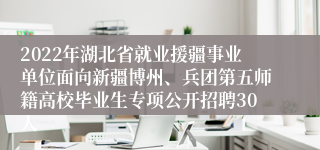 2022年湖北省就业援疆事业单位面向新疆博州、兵团第五师籍高校毕业生专项公开招聘30人