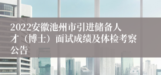 2022安徽池州市引进储备人才（博士）面试成绩及体检考察公告