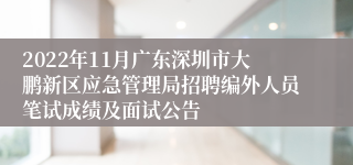 2022年11月广东深圳市大鹏新区应急管理局招聘编外人员笔试成绩及面试公告