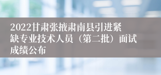 2022甘肃张掖肃南县引进紧缺专业技术人员（第二批）面试成绩公布