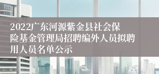 2022广东河源紫金县社会保险基金管理局招聘编外人员拟聘用人员名单公示