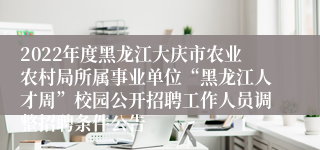 2022年度黑龙江大庆市农业农村局所属事业单位“黑龙江人才周”校园公开招聘工作人员调整招聘条件公告