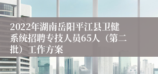 2022年湖南岳阳平江县卫健系统招聘专技人员65人（第二批）工作方案