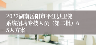 2022湖南岳阳市平江县卫健系统招聘专技人员（第二批）65人方案