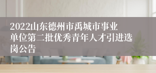 2022山东德州市禹城市事业单位第二批优秀青年人才引进选岗公告