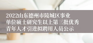 2022山东德州市陵城区事业单位硕士研究生以上第三批优秀青年人才引进拟聘用人员公示