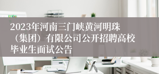 2023年河南三门峡黄河明珠（集团）有限公司公开招聘高校毕业生面试公告