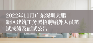 2022年11月广东深圳大鹏新区建筑工务署招聘编外人员笔试成绩及面试公告