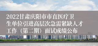 2022甘肃庆阳市市直医疗卫生单位引进高层次急需紧缺人才工作（第二期）面试成绩公布