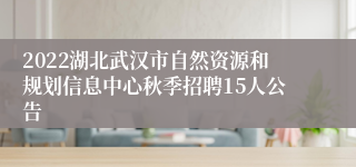 2022湖北武汉市自然资源和规划信息中心秋季招聘15人公告