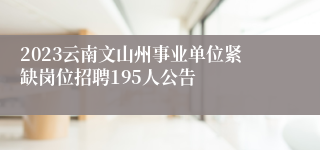 2023云南文山州事业单位紧缺岗位招聘195人公告