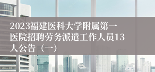 2023福建医科大学附属第一医院招聘劳务派遣工作人员13人公告（一）