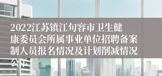 2022江苏镇江句容市卫生健康委员会所属事业单位招聘备案制人员报名情况及计划削减情况公示