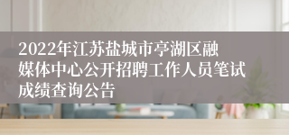 2022年江苏盐城市亭湖区融媒体中心公开招聘工作人员笔试成绩查询公告