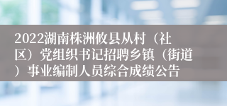 2022湖南株洲攸县从村（社区）党组织书记招聘乡镇（街道）事业编制人员综合成绩公告