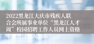 2022黑龙江大庆市残疾人联合会所属事业单位“黑龙江人才周”校园招聘工作人员网上资格审查通过情况公示