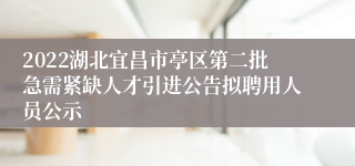 2022湖北宜昌市亭区第二批急需紧缺人才引进公告拟聘用人员公示