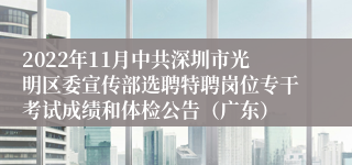 2022年11月中共深圳市光明区委宣传部选聘特聘岗位专干考试成绩和体检公告（广东）